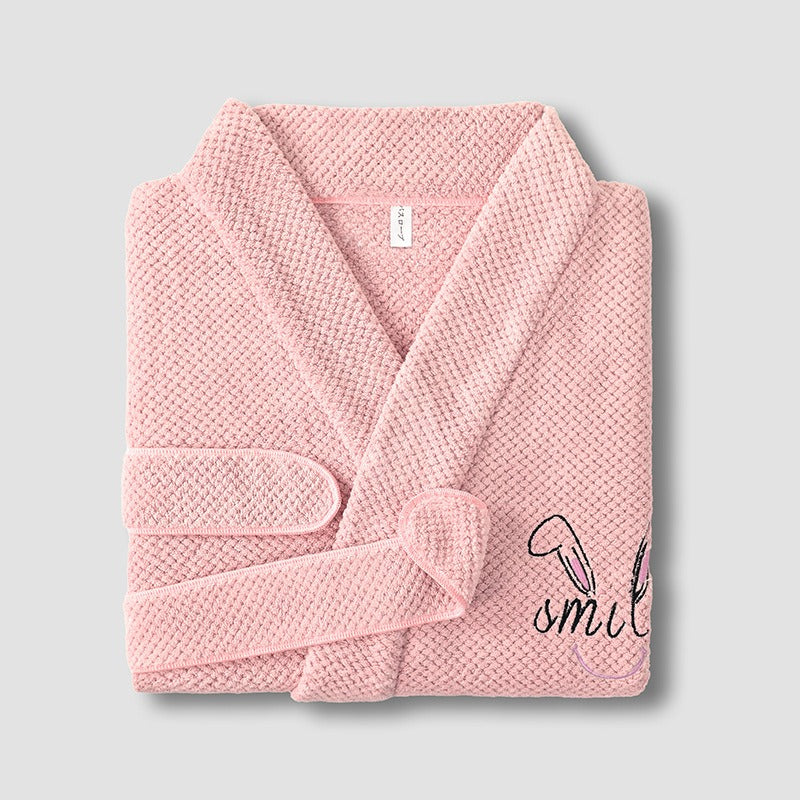 Coral Fleece Waffle Bathrobe (hotel style)