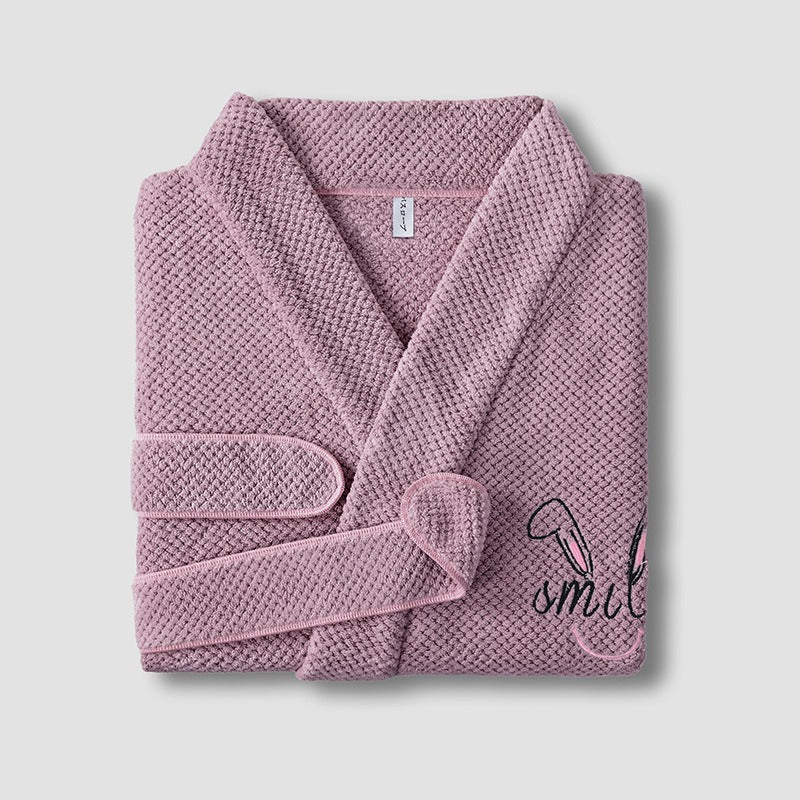Coral Fleece Waffle Bathrobe (hotel style)