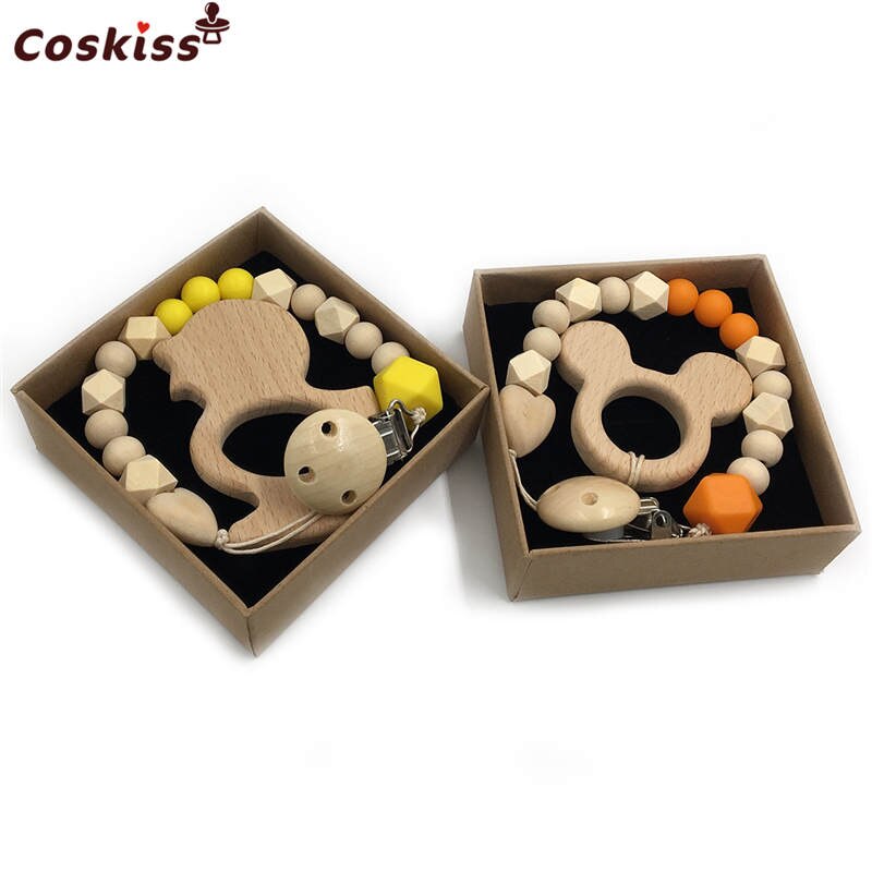 Wooden Animal Teether 2pc Gift Set