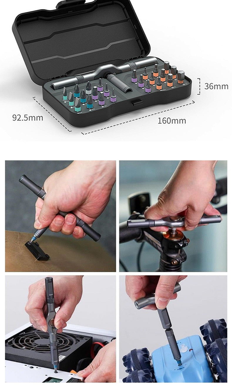 24-in-1 Ratchet Screwdriver Set (T-Type; S2 Steel)