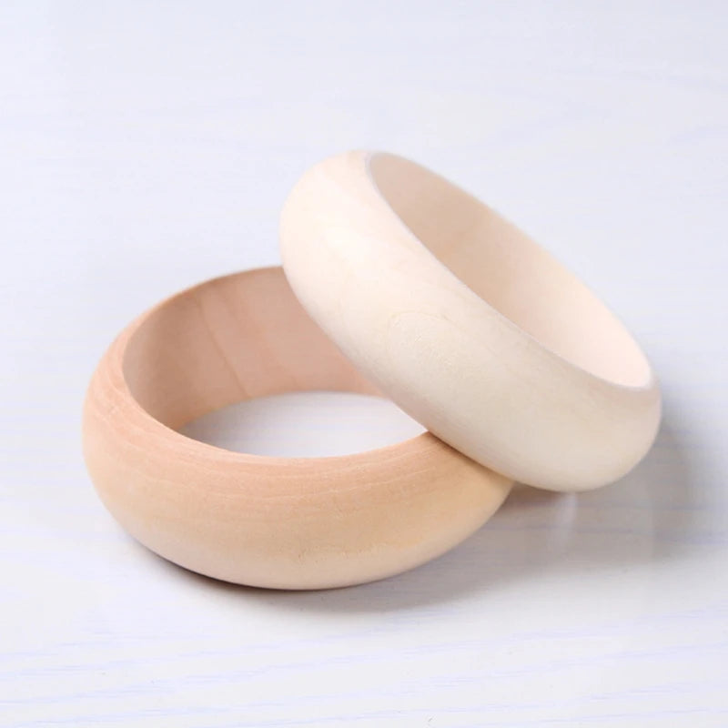 6pc Unfinished Wood Bangle Bracelets