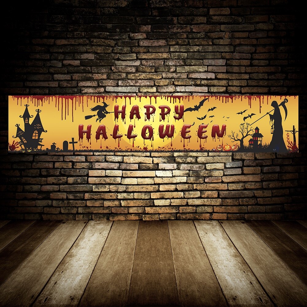 250x48cm Halloween Bloody Bat/Pumpkin Backdrop Banner