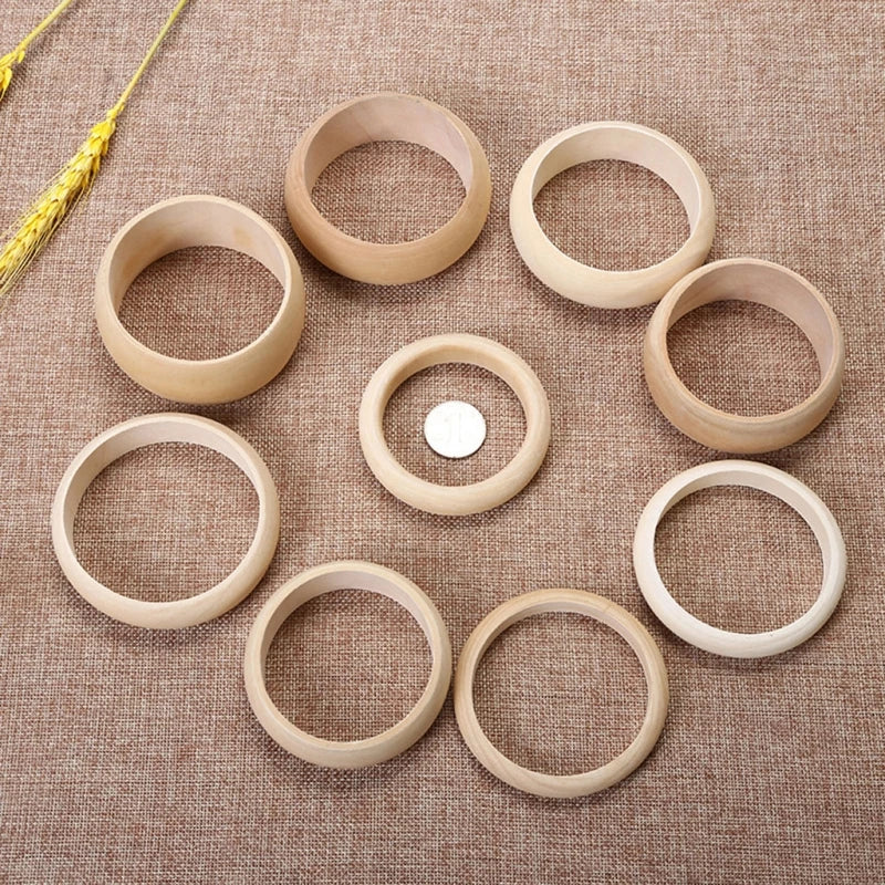 6pc Unfinished Wood Bangle Bracelets