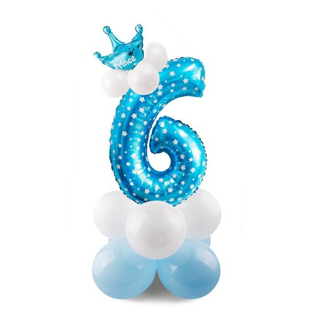 Number Balloon 1st Birthday Set (Blue/Pink; 17pc)