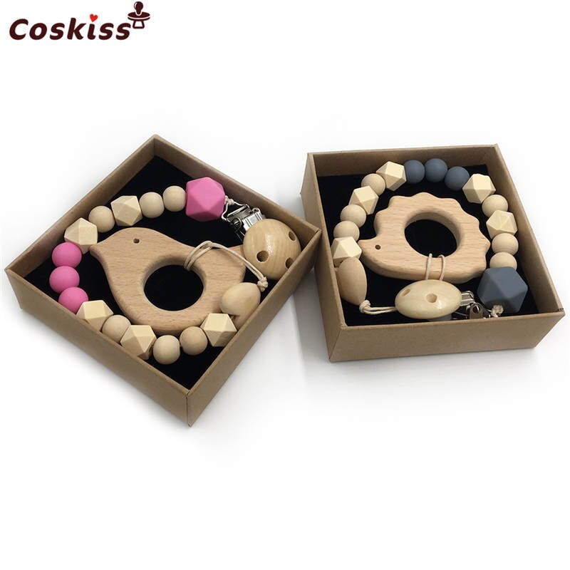 Wooden Animal Teether 2pc Gift Set