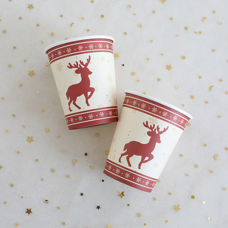 Christmas Elk Disposable Plate/Cup/Tissue Set