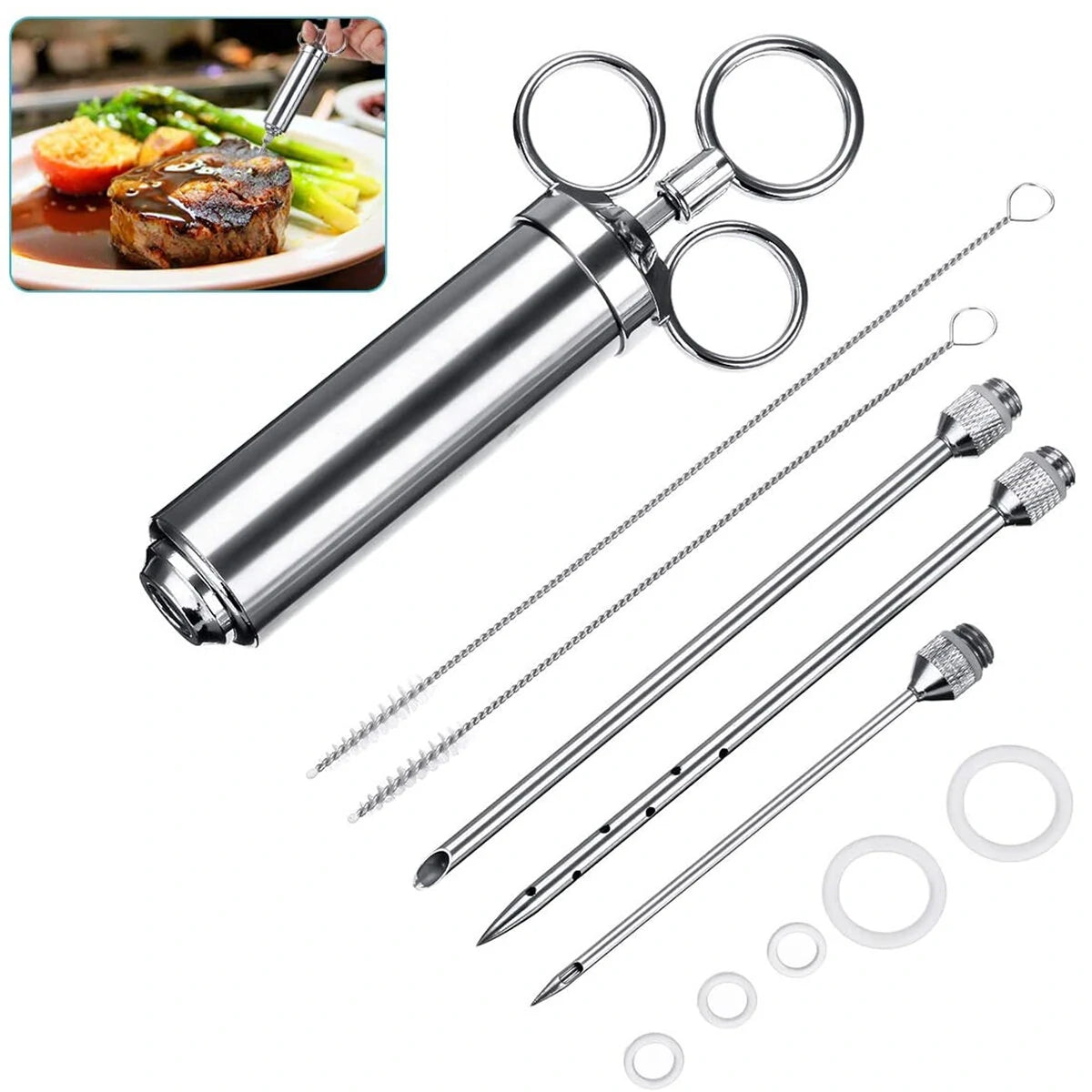 Stainless Steel Meat Marinade Injector Kit