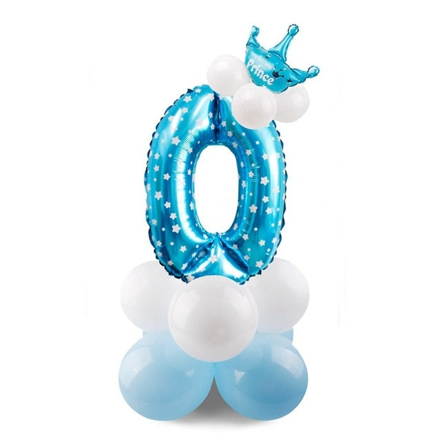 Number Balloon 1st Birthday Set (Blue/Pink; 17pc)