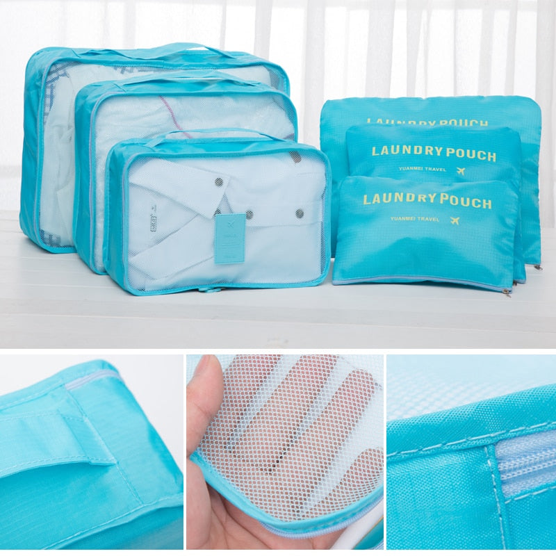 6pcs Packing Cubes Organizer; Double Zipper; Waterproof