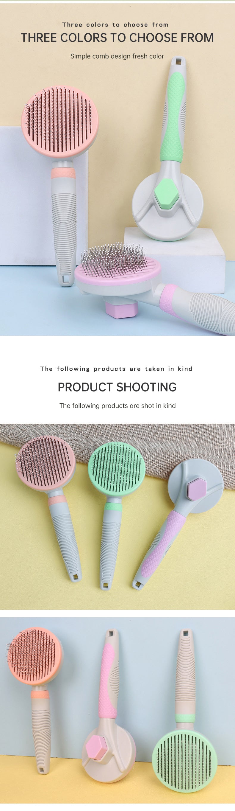 Pet Grooming Self-Cleaning Slicker Brush (Manual)