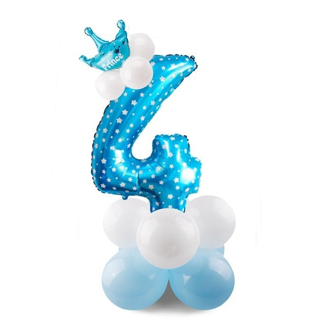 Number Balloon 1st Birthday Set (Blue/Pink; 17pc)