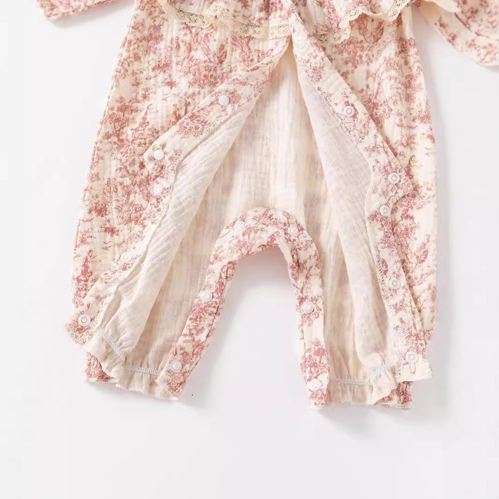 Muslin Newborn Romper / Onesie (ink-painting print)