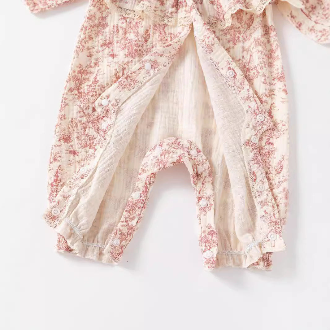 Muslin Newborn Romper / Onesie (ink-painting print)