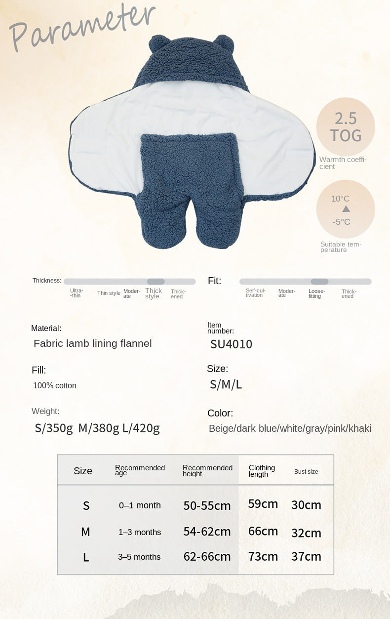 Infant Lamb Velvet Swaddle Blanket Anti-Startle