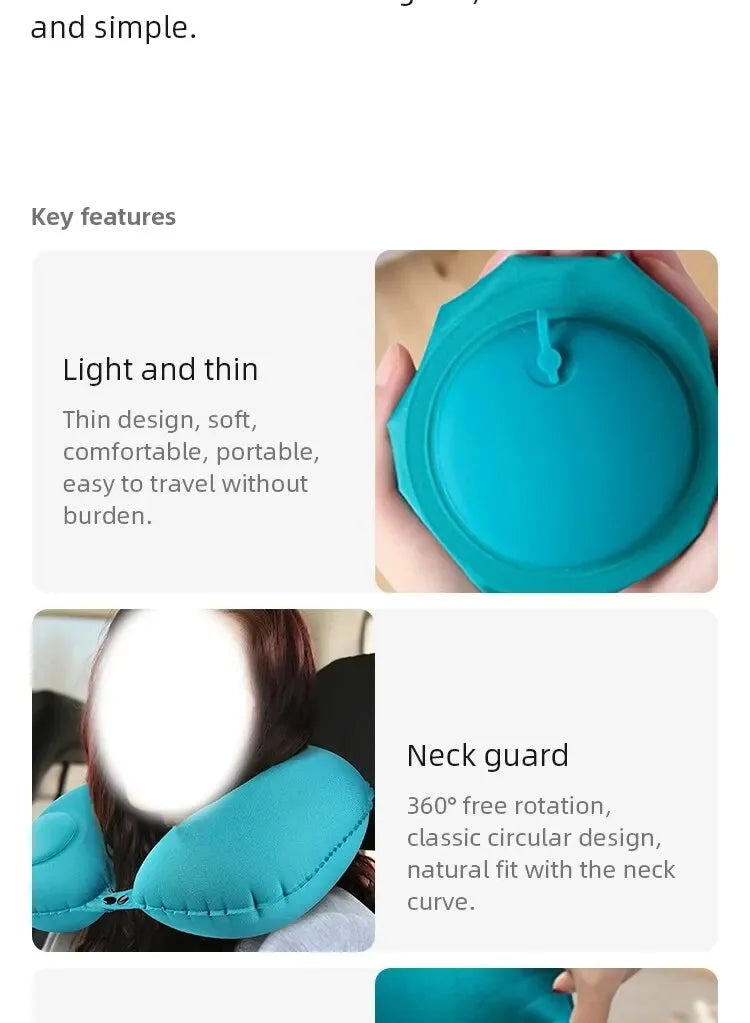 U-Shape Travel Pillow - Inflatable Neck Pillow