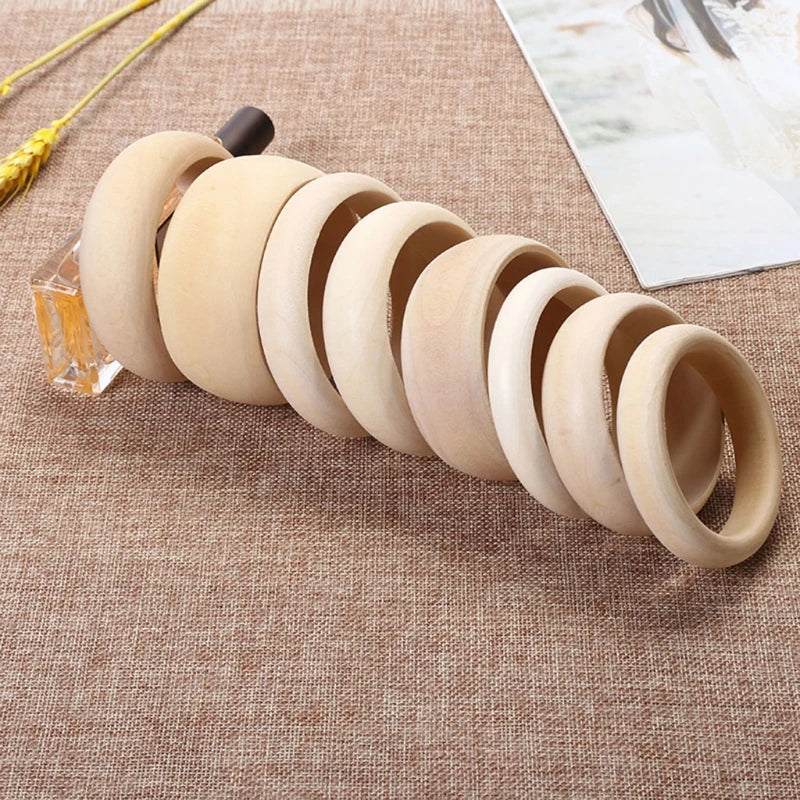 6pc Unfinished Wood Bangle Bracelets