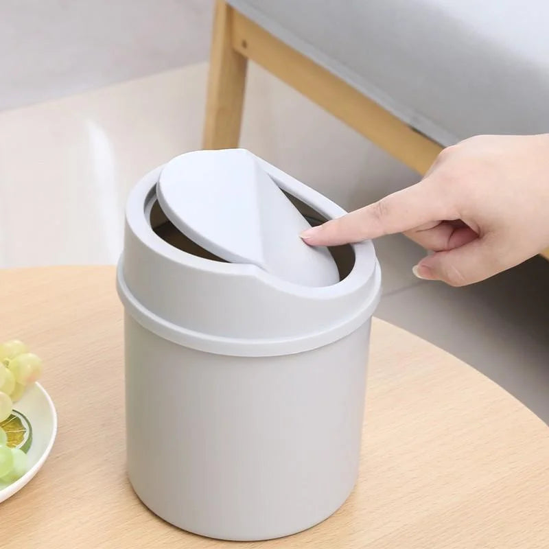 Minimalist Plastic Desktop Trash Can w/ Lid