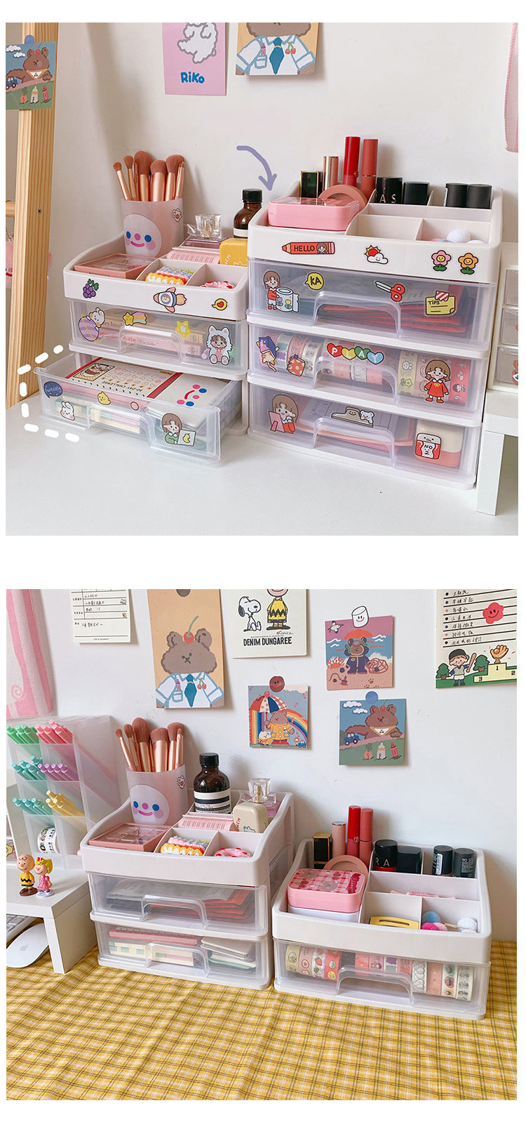 Ins Girl Heart Plastic Drawer Organizer