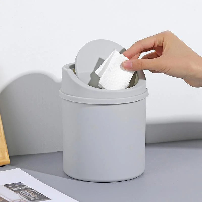 Minimalist Plastic Desktop Trash Can w/ Lid