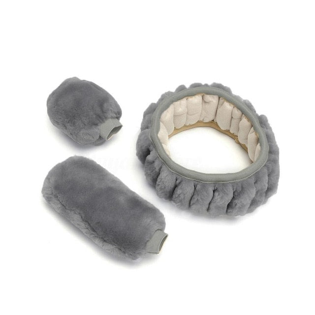 Universal Plush Steering Wheel Cover + Hand Brake/Gear
