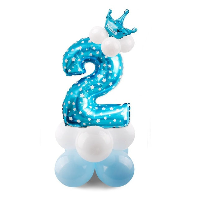 Number Balloon 1st Birthday Set (Blue/Pink; 17pc)