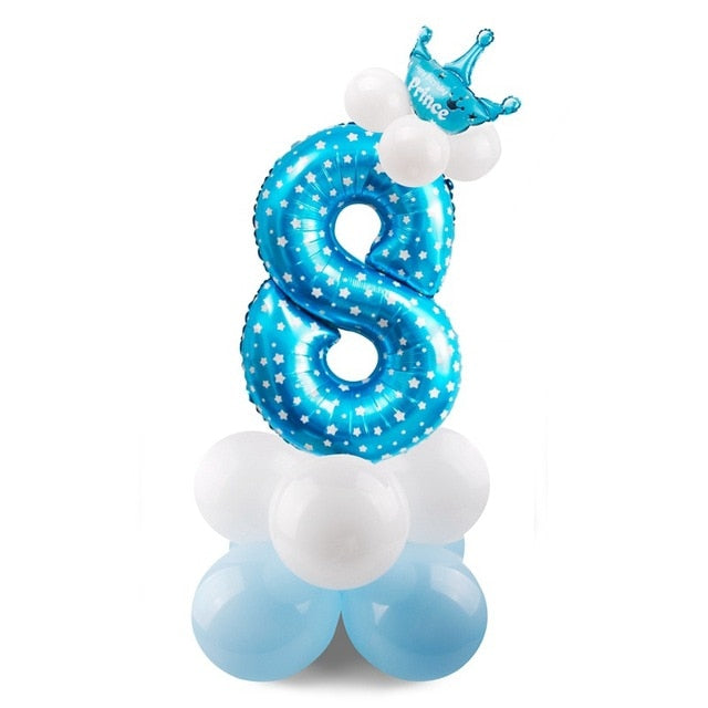 Number Balloon 1st Birthday Set (Blue/Pink; 17pc)