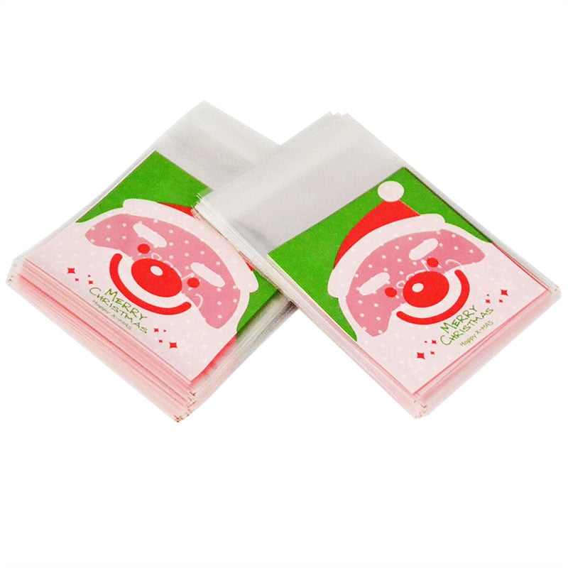 100pcs Cookie/Treat Favor Bags (Holiday Print)