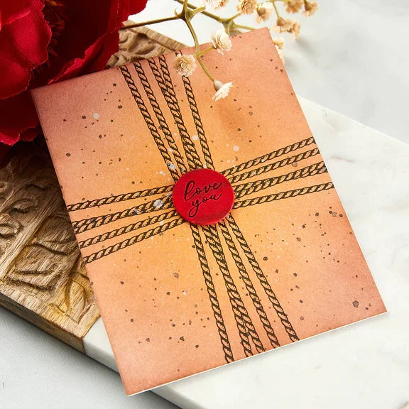 Sealed Cord & Faux Seal Sentiments Press Plate & Die Set from the Pressed Posies Collection