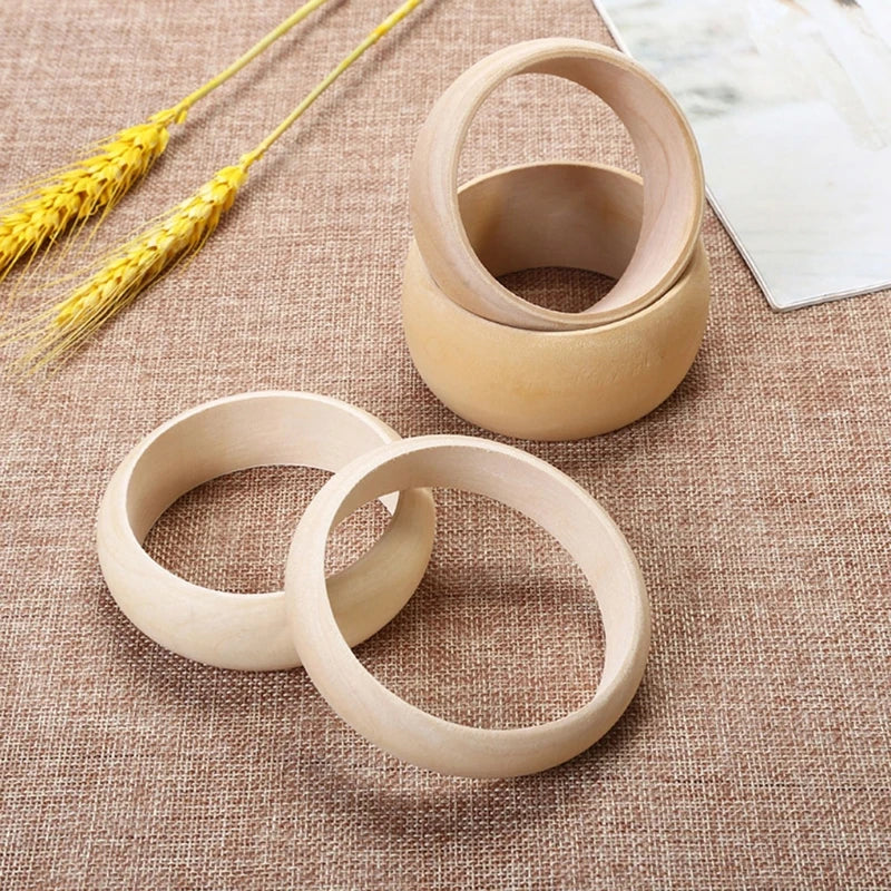 6pc Unfinished Wood Bangle Bracelets
