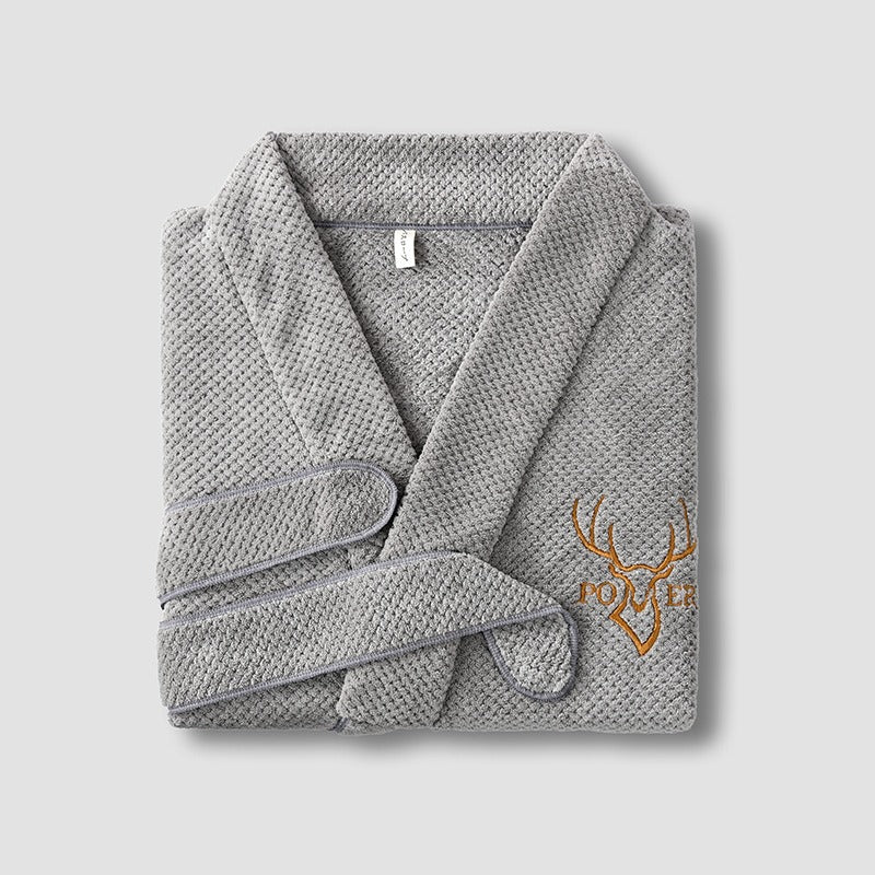 Coral Fleece Waffle Bathrobe (hotel style)