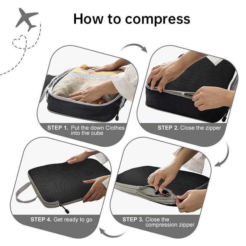 Travel Compression Packing Cubes; Ultralight Expandable
