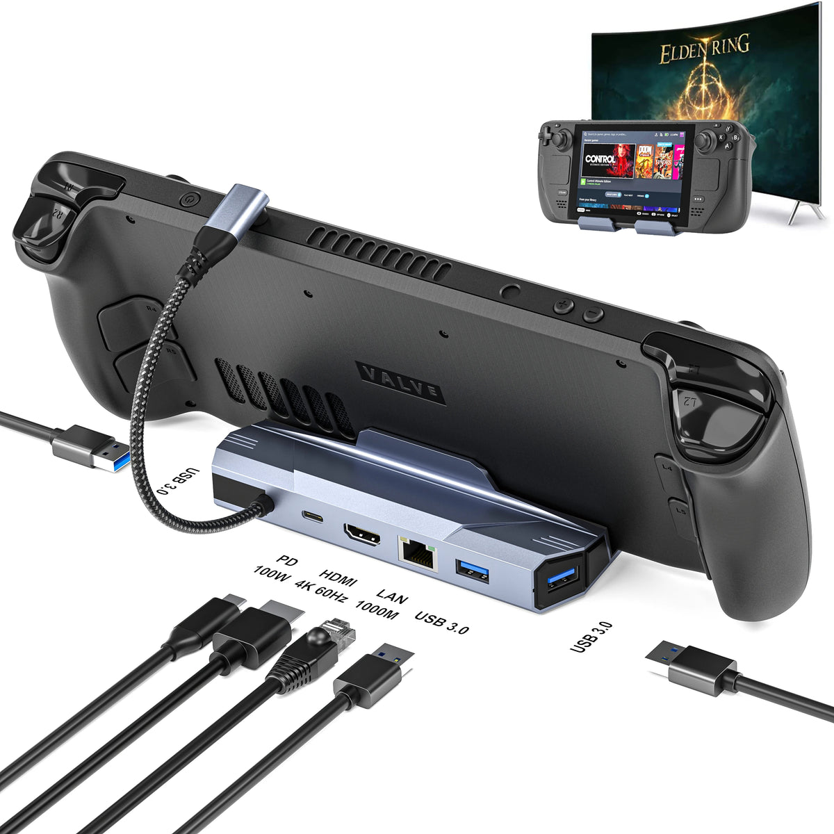 Steam Deck Dock 6-in-1 Docking Station