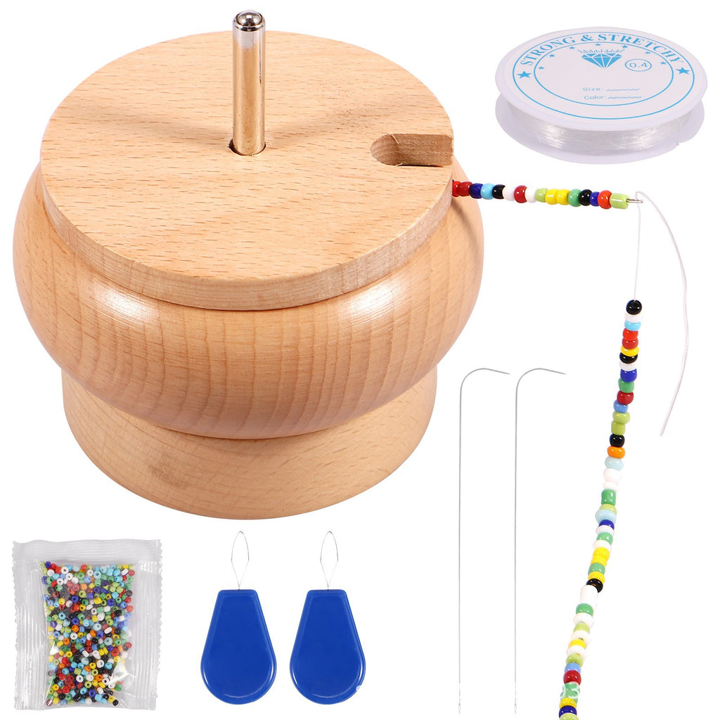 Wooden Bead Stringing Spinning Bowl Tool