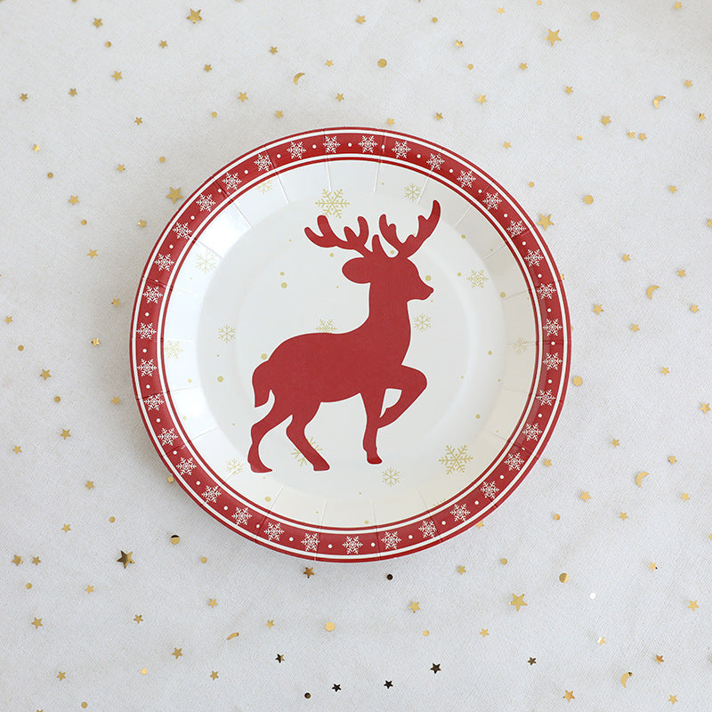 Christmas Elk Disposable Plate/Cup/Tissue Set