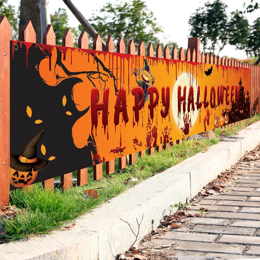250x48cm Halloween Bloody Bat/Pumpkin Backdrop Banner