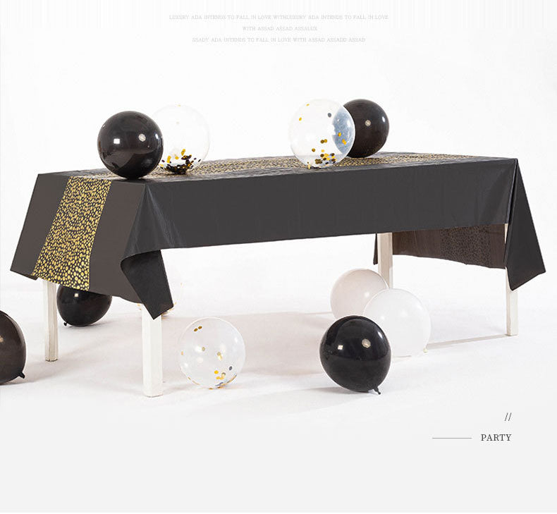 Black/Gold Dot Disposable PEVA Tablecloth