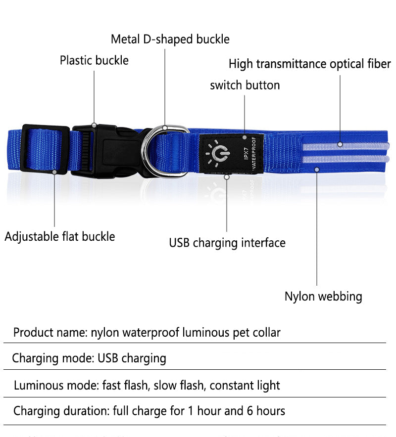 Pet Luminous LED USB-Charging Night Walking Collar