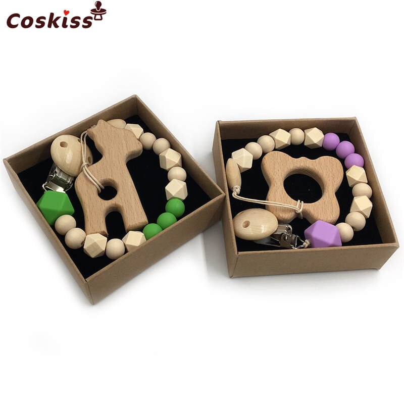 Wooden Animal Teether 2pc Gift Set