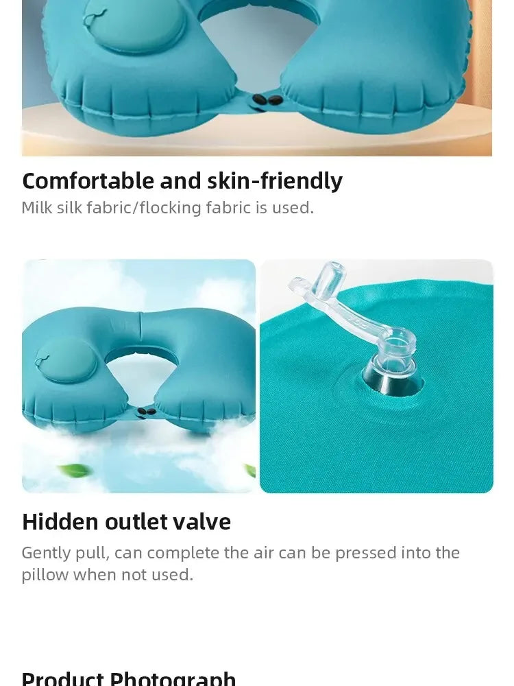 U-Shape Travel Pillow - Inflatable Neck Pillow