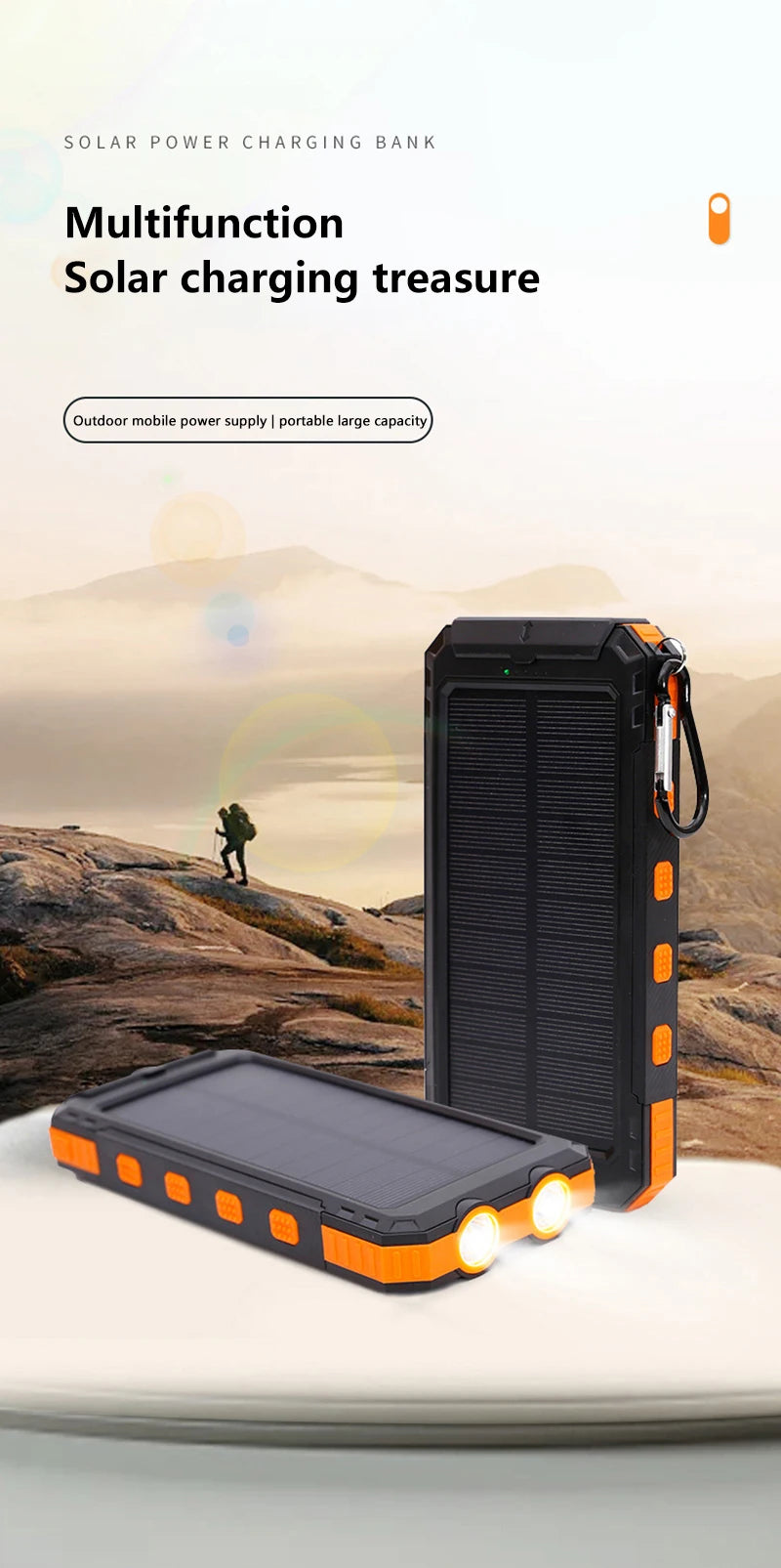 Solar Power Bank 20000mAh with Compass