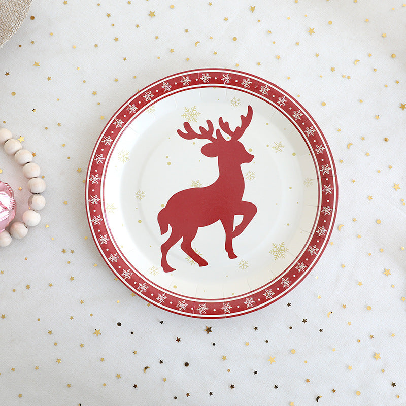 Christmas Elk Disposable Plate/Cup/Tissue Set