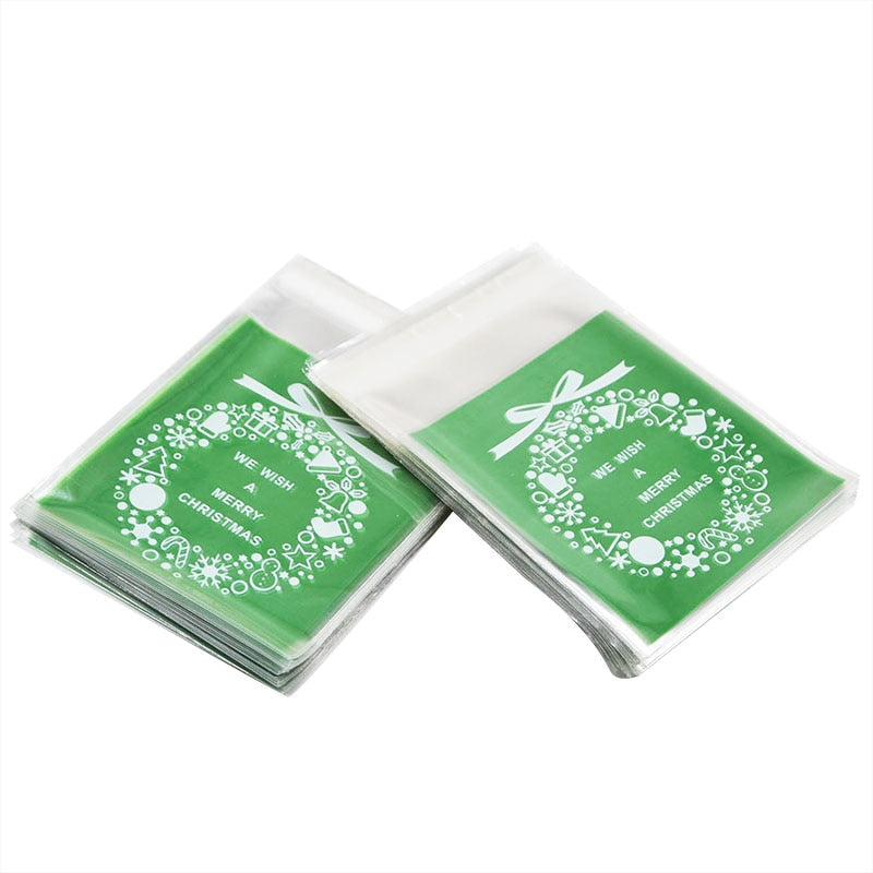 100pcs Cookie/Treat Favor Bags (Holiday Print)