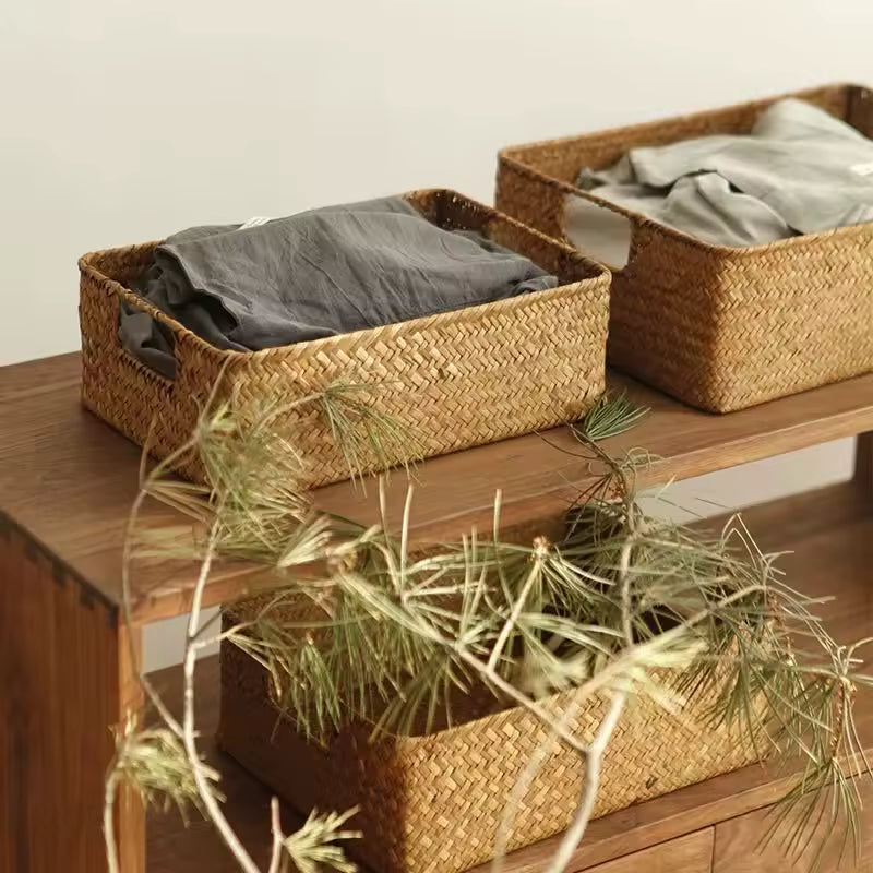Woven seagrass storage basket