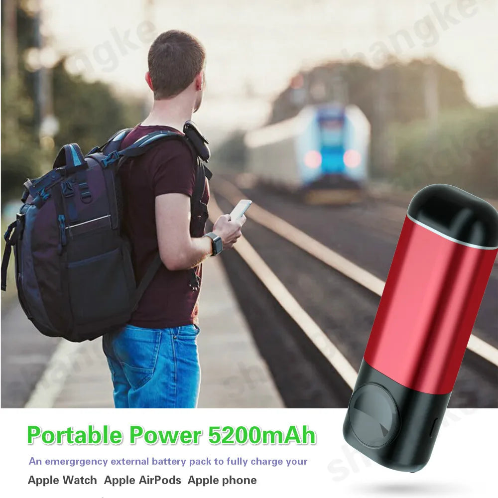 3-in-1 Wireless Charger Power Bank 5200mAh