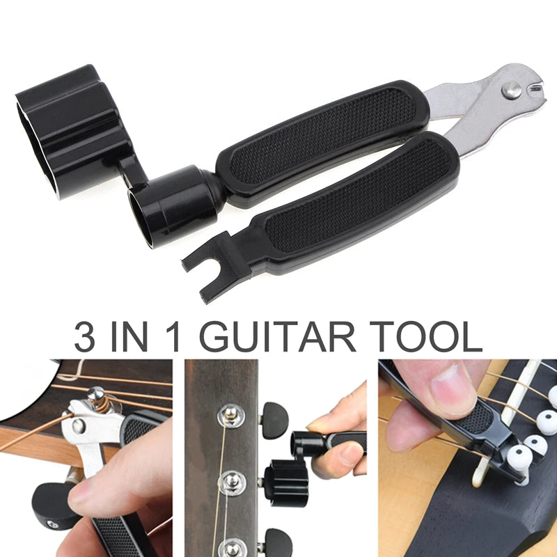3-in-1 Guitar Peg String Winder + Puller + Cutter Tool