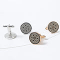 Round enamel-inlay rosette cufflinks, pair