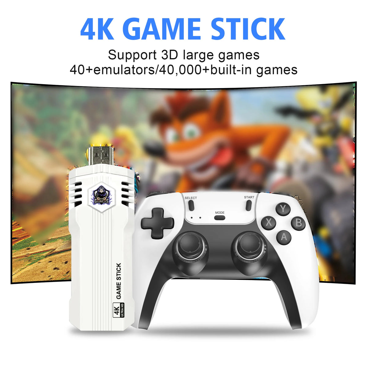 Retro Gaming Console X2L,Game Stick with 4K HD Display and 2 Wireless Controllers,Built-in 40+ Emulators&30000+Games