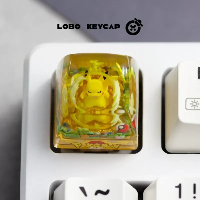 Pokemon Pikachu Transparent Esc Keycap Keyboard Accessories Anime Cute Resin Shrink Drip Glue handmade Keycaps Anime Fans Gift