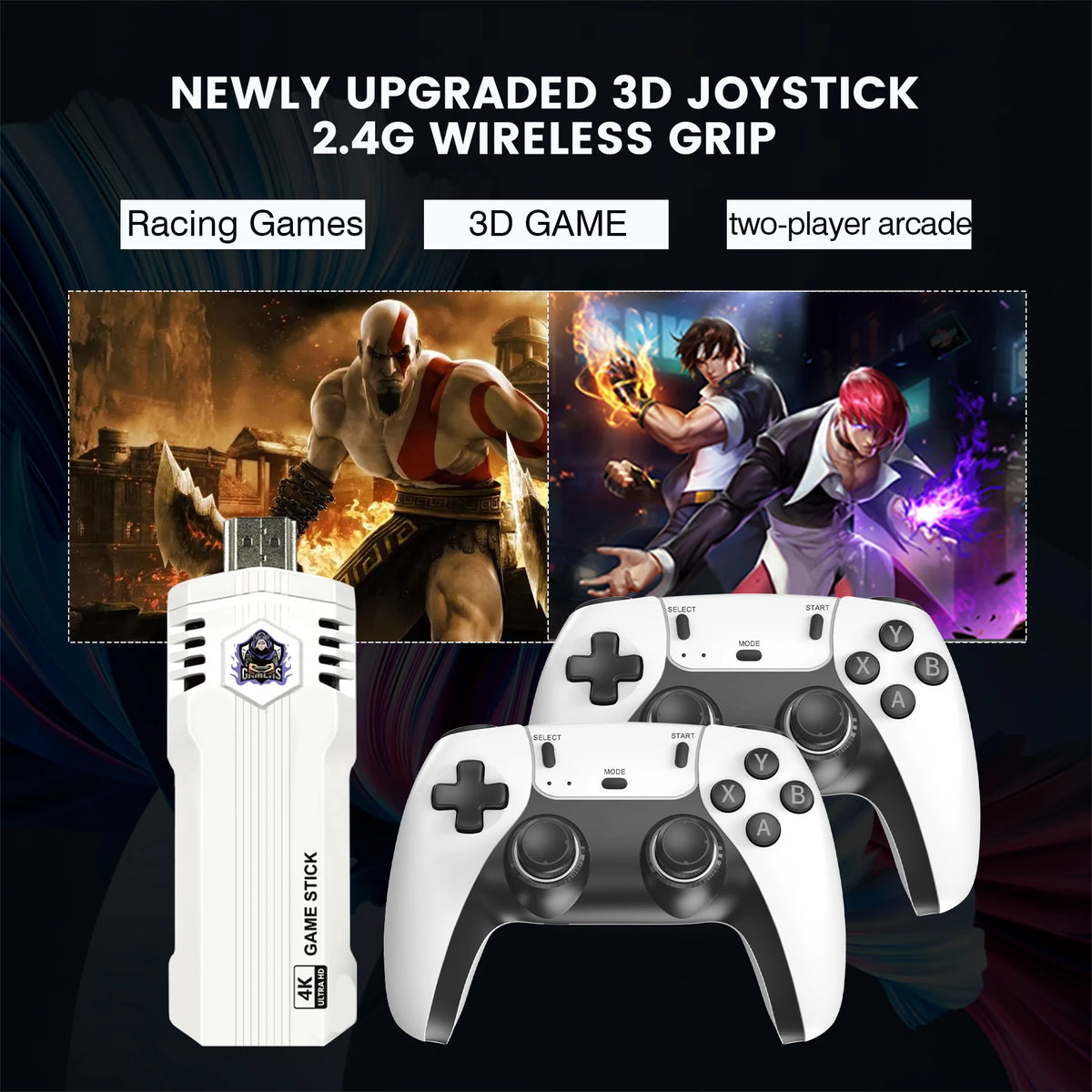 Retro Gaming Console X2L,Game Stick with 4K HD Display and 2 Wireless Controllers,Built-in 40+ Emulators&30000+Games