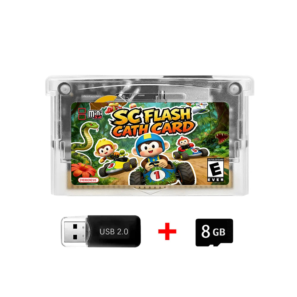 5000 in 1 Retro Games Cartridge New SCFW V2.0 GBA Flash Card with 8G TF Card RTC Flash for GBA/GBA SP/NDS Handheld Game Console